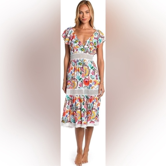 sunshine 79 Dresses & Skirts - Sunshine 79 Bonita Floral Fringed MIDI Dress